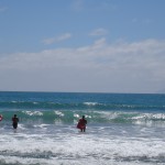 Body surfen am Waihi Beach